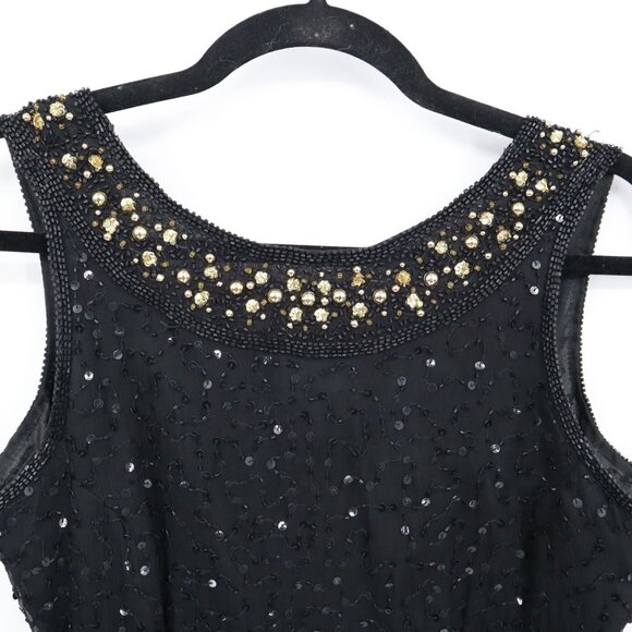 Stenay‎ Silk Beaded Dress Womens 8 Black Flapper Evening Wear Vintage 20's Style - Picture 6 of 16